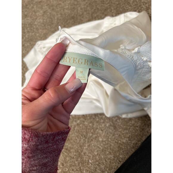 Ryegrass NEW white satin high neck balloon sleeves white SZ M grandma core - Picture 4 of 7